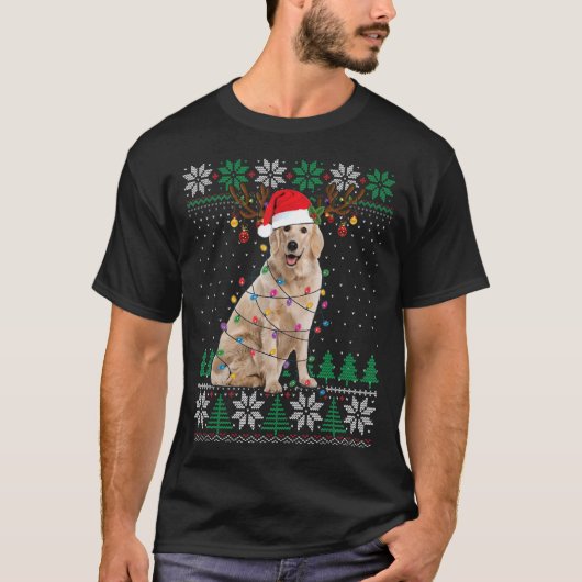 Golden Retriever Kerstmis Ugly Sweater Dog-program T-shirt (Voorkant)