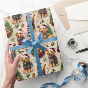 Golden Retriever Kerstmis Vakantiepatroon Cadeaupapier