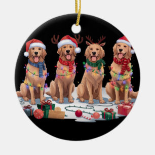 Golden Retriever Kerstmuts gewei elf Kerstmis Keramisch Ornament