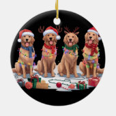 Golden Retriever Kerstmuts gewei elf Kerstmis Keramisch Ornament (Achterkant)