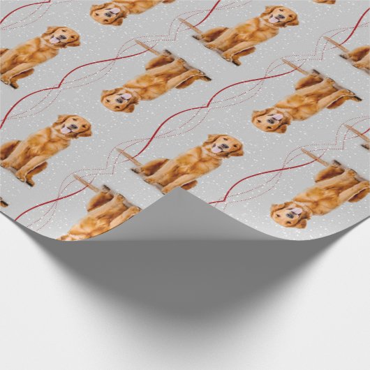 Golden Retriever kerstomloop Cadeaupapier (Hoek)