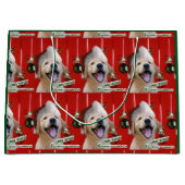 Golden Retriever — kerstpapier met puppy Groot Cadeauzakje (Voorkant)