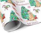 Golden Retriever kerstpatroon Cadeaupapier (Rol Hoek)