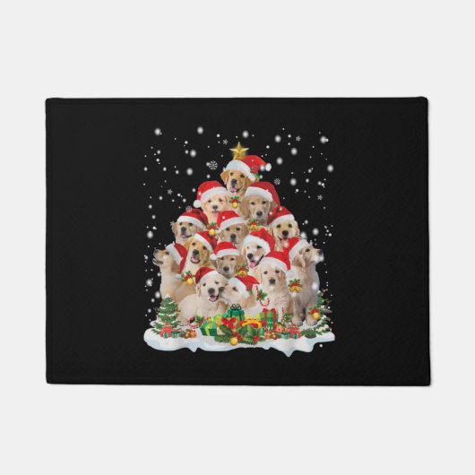 Golden Retriever kerstpremie Deurmat (Voorkant)