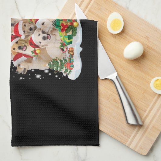 Golden Retriever kerstpremie Theedoek (Quarter Fold)