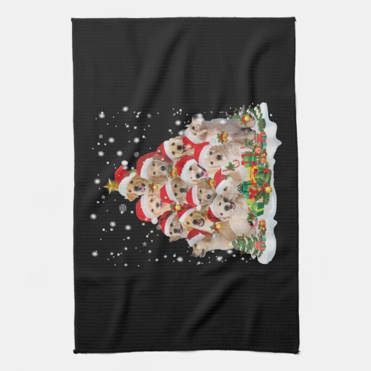 Golden Retriever kerstpremie Theedoek (Verticaal)