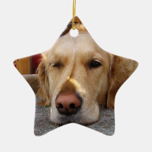 Golden Retriever kerstsierster, aangepast Keramisch Ornament (Voorkant)