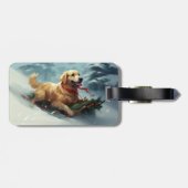 Golden Retriever Kerstsneeuw winter Bagagelabel (Achterkant horizontaal)