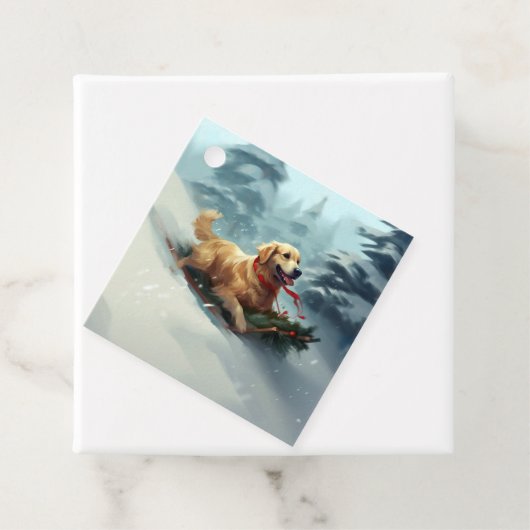 Golden Retriever Kerstsneeuw winter Bedankjes Labels (In situ)