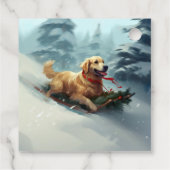 Golden Retriever Kerstsneeuw winter Bedankjes Labels (Achterkant)