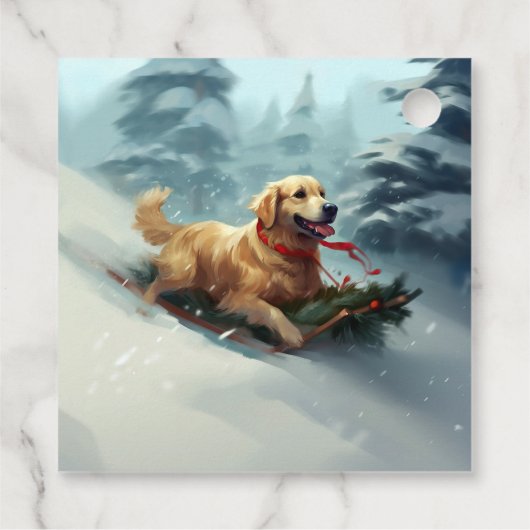Golden Retriever Kerstsneeuw winter Bedankjes Labels (Achterkant)