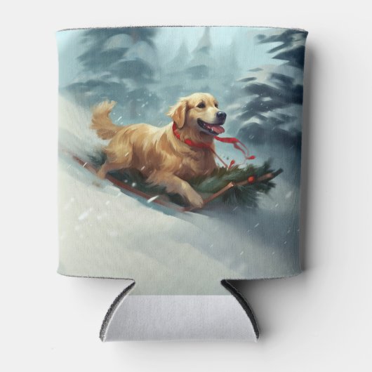 Golden Retriever Kerstsneeuw winter Blikjeskoeler (Voorkant)