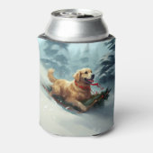 Golden Retriever Kerstsneeuw winter Blikjeskoeler (Blikje Achterkant)