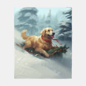 Golden Retriever Kerstsneeuw winter Fleece Deken (Voorkant)
