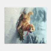 Golden Retriever Kerstsneeuw winter Fleece Deken (Voorkant (Horizontaal))
