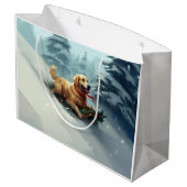 Golden Retriever Kerstsneeuw winter Groot Cadeauzakje (Achterkant Gekanteld)