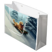 Golden Retriever Kerstsneeuw winter Groot Cadeauzakje (Voorkant Gekanteld)