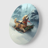 Golden Retriever Kerstsneeuw winter Grote Klok (Hoek)