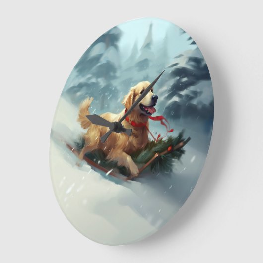 Golden Retriever Kerstsneeuw winter Grote Klok (Hoek)