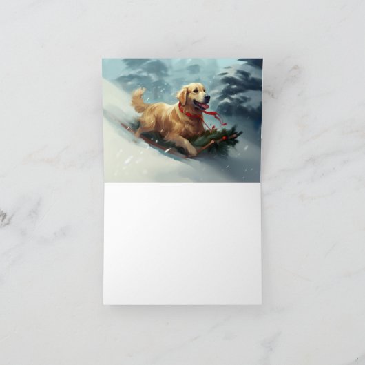 Golden Retriever Kerstsneeuw winter Kaart (Binnen)