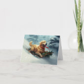 Golden Retriever Kerstsneeuw winter Kaart (Voorkant)