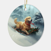 Golden Retriever Kerstsneeuw winter Keramisch Ornament (Links)