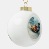 Golden Retriever Kerstsneeuw winter Keramische Bal Ornament (Links)