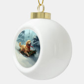 Golden Retriever Kerstsneeuw winter Keramische Bal Ornament (Rechts)