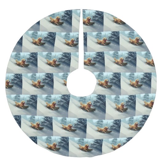 Golden Retriever Kerstsneeuw winter Kerstboom Rok (Voorkant)