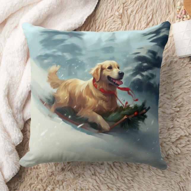 Golden Retriever Kerstsneeuw winter Kussen (Deken)