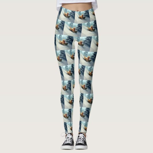 Golden Retriever Kerstsneeuw winter Leggings (Voorkant)