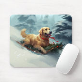 Golden Retriever Kerstsneeuw winter Muismat (Met muis)