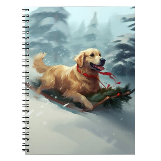 Golden Retriever Kerstsneeuw winter Notitieboek (Voorkant)
