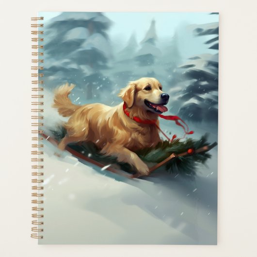 Golden Retriever Kerstsneeuw winter Planner (Voorkant)