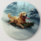 Golden Retriever Kerstsneeuw winter Ronde Button 6,0 Cm (Voorkant)