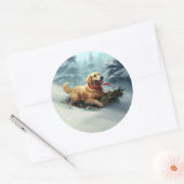 Golden Retriever Kerstsneeuw winter Ronde Sticker (Envelop)