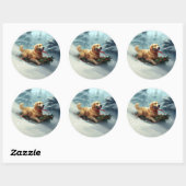 Golden Retriever Kerstsneeuw winter Ronde Sticker (Vel)