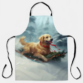 Golden Retriever Kerstsneeuw winter Schort (Voorkant)