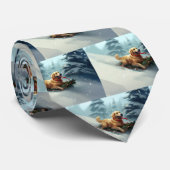 Golden Retriever Kerstsneeuw winter Stropdas (Opgerold)