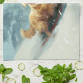 Golden Retriever Kerstsneeuw winter Theedoek (Gevouwen)