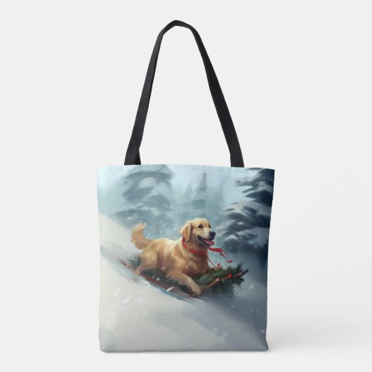 Golden Retriever Kerstsneeuw winter Tote Bag (Achterkant)
