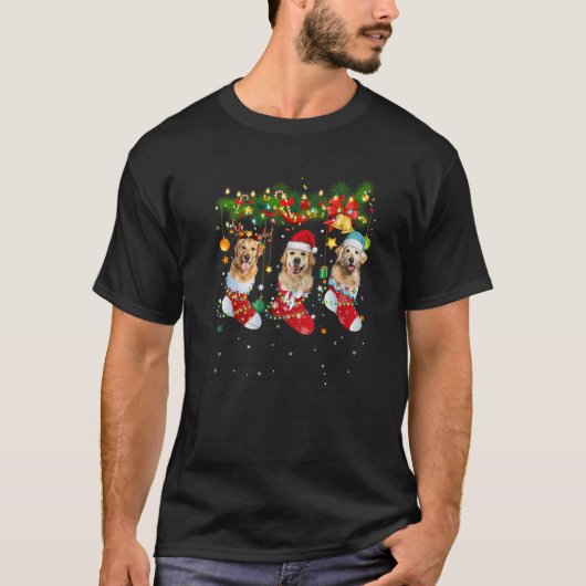Golden Retriever kerstsokken Pajama Xmas Dog L T-shirt (Voorkant)