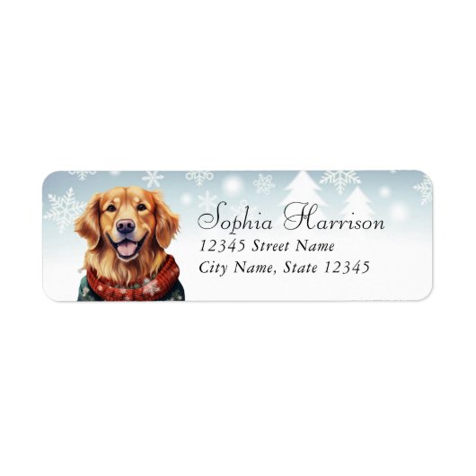 Golden Retriever-kersttijdlabels Etiket (Voorkant)