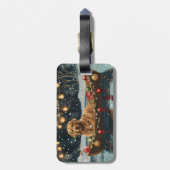 Golden Retriever Kerstvakantie Bagagelabel (Achterkant verticaal)