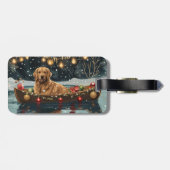 Golden Retriever Kerstvakantie Bagagelabel (Achterkant horizontaal)