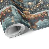 Golden Retriever Kerstvakantie Cadeaupapier (Rol Hoek)