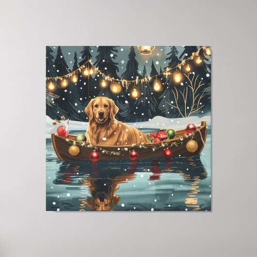 Golden Retriever Kerstvakantie Canvas Afdruk (Voorkant)