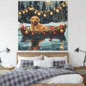 Golden Retriever Kerstvakantie Canvas Afdruk (Insitu (Slaapkamer))