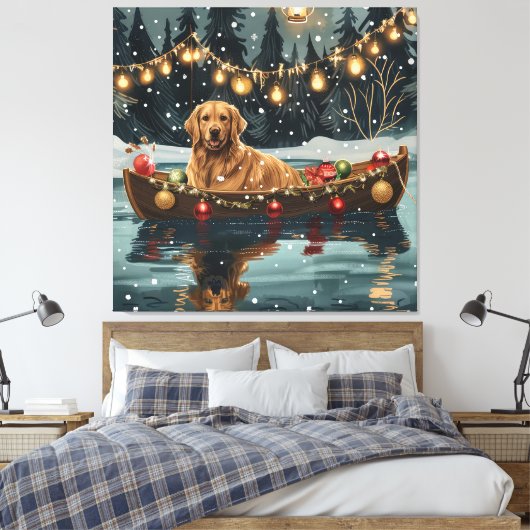 Golden Retriever Kerstvakantie Canvas Afdruk (Insitu (Slaapkamer))