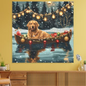 Golden Retriever Kerstvakantie Canvas Afdruk (Insitu (Woonkamer))